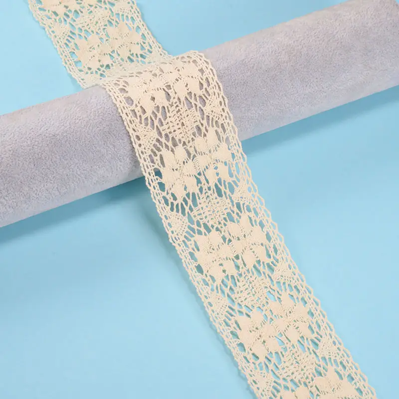 Vintage White Beige Fabric Crochet Lace Wedding Decor Package Sewing Cotton Lace Trim Ribbon