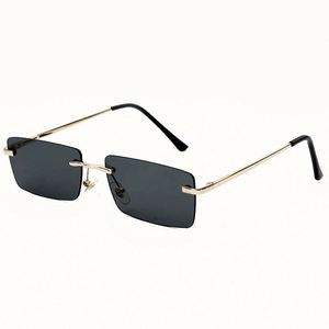 Gafas de Sol de Lujo para Hombre con Logotipo Personalizado, Gafas de Sol Metálicas sin Montura, Gafas de Sol Rectangulares Pequeñas para Mujer - Product Image 6