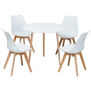 现代廉价家庭餐厅家具餐桌套装中密度纤维板白色中密度纤维板木质餐桌待售