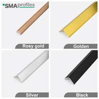 Profilé d'angle en aluminium en forme de L pour carrelage, protection murale, marbre, pierre, sol, marche d'escalier, finition or brossé, noir, or rose