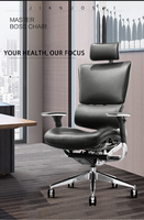 OFC JNS 801 Chaise de Bureau Ergonomique en Cuir avec Support Lombaire et Accoudoir 3D et Dossier Réglable pour Big Boss et Manager