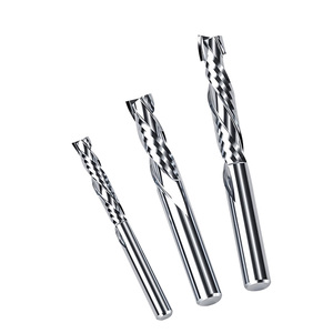 Hot bán hai sáo xoắn ốc lên và xuống nén cuối nhà máy cho gỗ <span class=keywords><strong>1</strong></span>/4 Carbide Cutter endmill 2F 3/8 Bộ định tuyến nén bit - Product Image 2