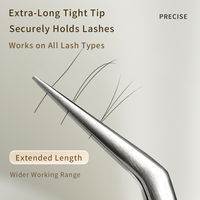 Ensemble de 4 pinces à cils en acier inoxydable avec pointes droites et courbées, poignée durable et confortable pour les extensions de cils