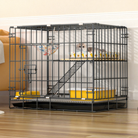Cage pour chat à double étage, pliable, simple, écologique, durable, grande taille, maison pour chat d'intérieur avec rangement pratique
