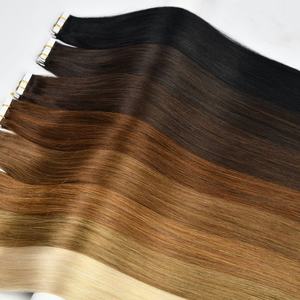 Extensions de cheveux humains russes de haute qualité en gros d'usine, cheveux vierges bruts avec cuticules alignées, bandes adhésives, trame simple, 100 % cheveux humains - Product Image 2