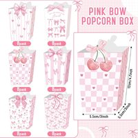 Boîtes à Popcorn Rose Coquette avec Nœud, Mini Sacs à Popcorn en Papier Coquette avec Nœud, Contenants Pastel pour Bonbons et Friandises pour Anniversaires et Soirées Pyjama