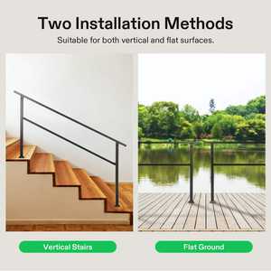 รั้วตาข่ายเหล็กดัดสำหรับภายนอกอาคาร ราวบันไดเหล็กดัดสำหรับขั้นบันได 1-7 สำหรับระเบียงและบันไดคอนกรีต สีดำ พร้อมที่เก็บของและชั้นวาง - Product Image 6