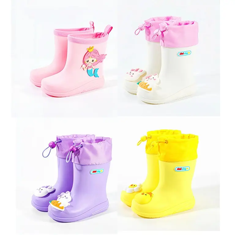 Waterproof PVC Rain shoes Reusable Water Resistant Rain Boots for School children hiking travelling