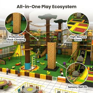 Parco Giochi Commerciale Indoor a Tema Giungla FEC Adventure con Percorso Integrato su Rotaie Alte, Parete da Arrampicata e Parco Trampolini per Centri Commerciali - Product Image 3