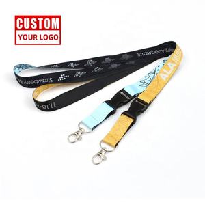 Lanière de cou en polyester tissé durable et écologique de couleur personnalisée avec logo de designer imprimé numériquement décalé pour porte-badge et porte-clés - Product Image 6