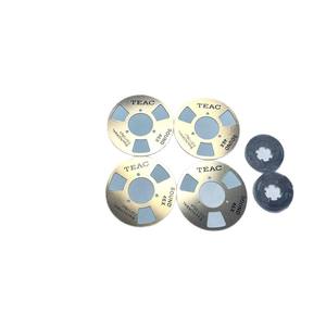 En gros, ensemble de quatre bobines de cassette en métal doré TEAC avec texte imprimé, avec moyeux de montage, pour bobines ouvertes, accessoire de bricolage - Product Image 1