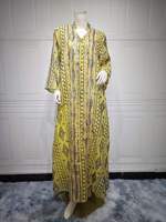Jual Langsung Pabrik Kaftan Gaya Maroko Berhias Satin Abaya Modis Elegan Gaun Muslim Wanita Ukuran Besar Grosir