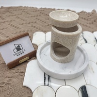Lampe d'aromathérapie en marbre beige de forme carrée, fabriquée à la main au Japon, style Wabi-sabi, polie, taille personnalisée, diffuseur d'arômes pour la maison