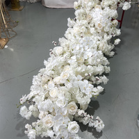 Guirlande de fleurs artificielles en soie ML Modern de 3,4 m de long, roses, hortensias, fleurs de cerisier et orchidées, grande taille, pour la décoration de table de mariage