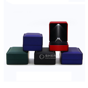 Custom Luxury Pendant Necklace <b>Wedding</b> Ring <b>Gift</b> <b>Box</b> LED Light Leather Velvet Jewelry Organizer Storage <b>Box</b> - Product Image 4
