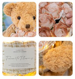 D85 anniversaire maison bureau <span class=keywords><strong>fête</strong></span> décor cadeau mignon ours savon Rose fleur avec sac cadeau à <span class=keywords><strong>la</strong></span> main savon <span class=keywords><strong>fleurs</strong></span> - Product Image 3