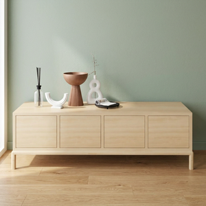 Minimalist Solid Wood Living Room <b>Cabinet</b> with 4 Flat Panel Doors Modern Storage Furniture for Home Decor - Product Image 4