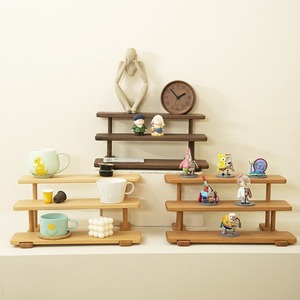Three Tier Wooden Desktop Storage Rack Solid Wood Cosmetic Jewelry Display Organizer Modern Simple Design <b>Beech</b> Walnut Color - Product Image 3
