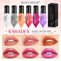 Stock disponible, 6 couleurs, brillant, pailleté, haute brillance, hydratant, prix de gros, approvisionnement en vrac, marque privée, maquillage pour les lèvres professionnel, gloss à lèvres