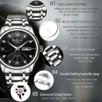 Jam Tangan Quartz Pria Kelas Baru Mewah Bercahaya Bisnis Sport Kalender Tahan Air 3BAR Grosir Pabrik Logo Kustom