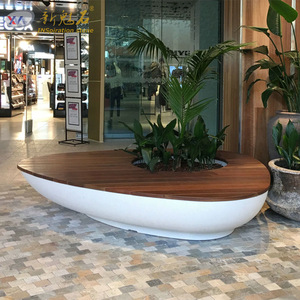 New Magic Stone Outdoor Oval Tree Pit Bench With Wood Top High Performance Concrete For Landscape Engineering - Product Image 4