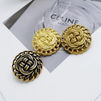 Boutons décoratifs en alliage de zinc plaqué, style simple, logo élégant et raffiné, pour manteaux, pulls en tweed et tricots, avec nœud chinois tendance
