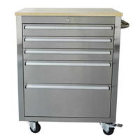 Armoire de rangement à 5 tiroirs en argent pour garage, atelier, coffre à outils complet, chariot à outils