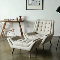 Fauteuil moderne en cuir PU avec structure en bois massif, chaise de lecture décontractée pour petit bureau ou salon
