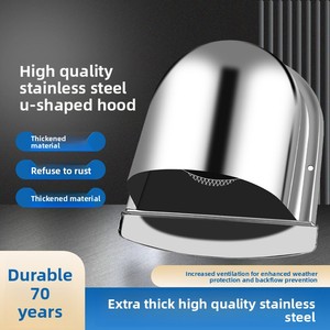 Hotte d'extraction murale extérieure en acier inoxydable SUS201 de type U, sans alimentation, avec capot anti-reflux - Product Image 2