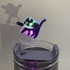 Venta al por mayor: Cubiertas de silicona LED estéticas con diseño de animales luminosos para pajitas de vasos y tazas de viaje, perfectas para uso nocturno y festivales. - Product Image 3