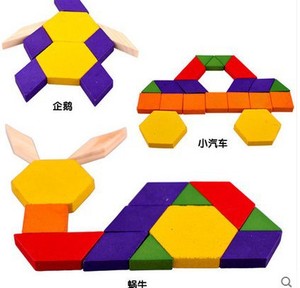 125Pcs Gỗ Tangram Khối Câu Đố Bé Học Tập Sớm Trò Chơi Trẻ Em Hình Dạng Màu Sắc Nhận Thức Montessori Đồ Chơi - Product Image 3