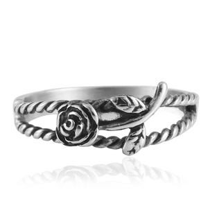 Bague à fleurs de style européen et américain, couleur acier, bijoux tendance punk pour femmes, 21047 - Product Image 1