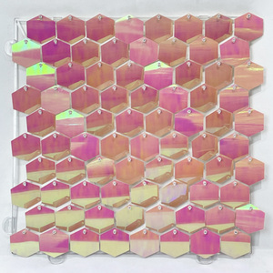 Arcobaleno partito paillettes sfondo glitterato Hexagon 3d luccicante parete luccicante pannello di paillettes per matrimonio festa di compleanno decorazione della festa - Product Image 1