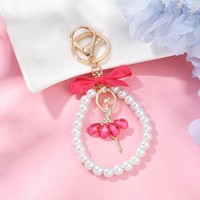 Porte-clés Perle Danseuse de Ballet, Pendentif Fille avec Jupe et Nœud Colorés, Breloque Mignonne pour Sac, Cadeau de Danse pour Ballerine, Souvenir