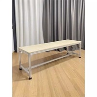 Mesa de Conferencia de Madera de Abedul con Marco de Aluminio, Escritorio de Negociación Minimalista para Oficina, Ergonómico, Duradero y Fácil de Montar