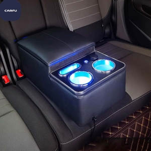 Consola de Asiento Trasero para Auto de Gran Capacidad, en Cuero ABS, con Luz Ambiental, Capacidad de Carga, Kits Interiores en Negro y Beige, Caja de Reposabrazos - Product Image 5