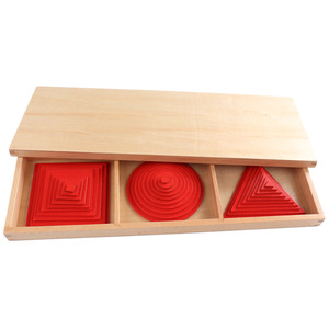 Material didáctico de madera Montessori, gradiente superpuesto, formas geométricas, educación, círculos concéntricos, cuadrados, triángulos - Product Image 2