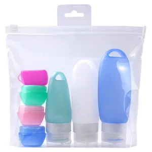Personalizado 80ml leakproof silicone squeezable viagens garrafas cosméticos loção líquido tubo shampoo silicone viagem tamanho garrafa conjunto kit