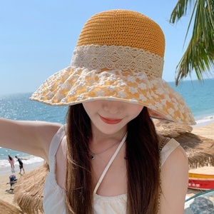 夏季海边沙滩毛皮蕾丝手工刺绣帽子女式户外防晒防紫外线 - Product Image 1