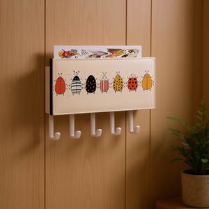Porte-clés mural au design mignon en forme de insecte, organisateur de rangement multifonction rectangulaire pour la maison et la chambre des enfants - Product Image 2