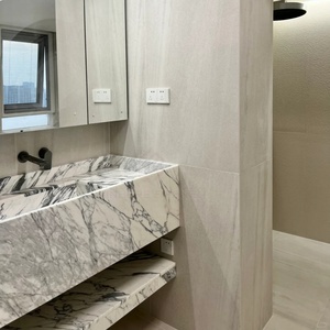 Lavabo <span class=keywords><strong>de</strong></span> Mármol Blanco Arabescato <span class=keywords><strong>de</strong></span> Lujo Personalizado, Lavabo <span class=keywords><strong>de</strong></span> Piedra Natural Sólida para Diseñadores <span class=keywords><strong>de</strong></span> Interiores <span class=keywords><strong>de</strong></span> Hoteles y <span class=keywords><strong>Villas</strong></span> - Product Image 2