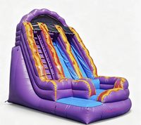 FAN BOUNCE Toboggan aquatique gonflable commercial en PVC pour extérieur, modèle Curvy Lava Falls - 18 pieds