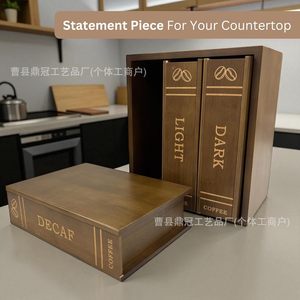 Caja de Almacenamiento para Cápsulas de Café en Forma de Libro de Madera, con Múltiples Compartimentos y Tapa Deslizante, Organizador de Escritorio - Product Image 4