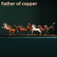 Ornement en laiton 'Huit chevaux au galop' de Father's Lacquer Craft, décoration pour entrée et bureau, cadeau de pendaison de crémaillère et d'inauguration