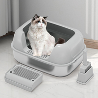 Kotak Pasir Kucing Stainless Steel Shenzhen Classic Tahan Lama, Ukuran Besar, Dapat Disesuaikan, Mudah Dibersihkan, Dilengkapi Sekop Plastik, Toilet Anak Anjing