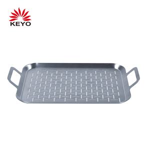 Food Grade Stainless Steel BBQ <strong>Grill</strong> Frying <strong>Pan</strong> With Double Handles - Product Image 3