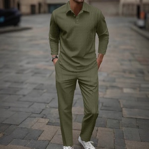 Set da due pezzi <span class=keywords><strong>Polo</strong></span> da uomo a maniche lunghe da esterno: tuta Casual abbinata in maglia morbida - Product Image 3