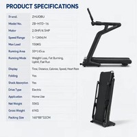 Caminadora Plegable que Ahorra Espacio ZB-HTD-16 para Gimnasio en Casa, Almacenamiento Debajo del Sofá, Máquina Eléctrica para Caminar y Correr, Carga Máxima de 150 kg