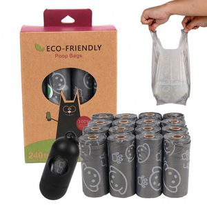 Sacs à déjections canines biodégradables et compostables personnalisés pour fabricants en gros, avec poignée grise - Product Image 1