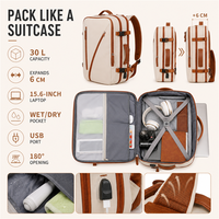 Sac à dos de voyage professionnel extensible OEM personnalisé avec compartiment pour ordinateur portable 15,6 pouces, port USB, poche humide/sèche et capacité de 30L